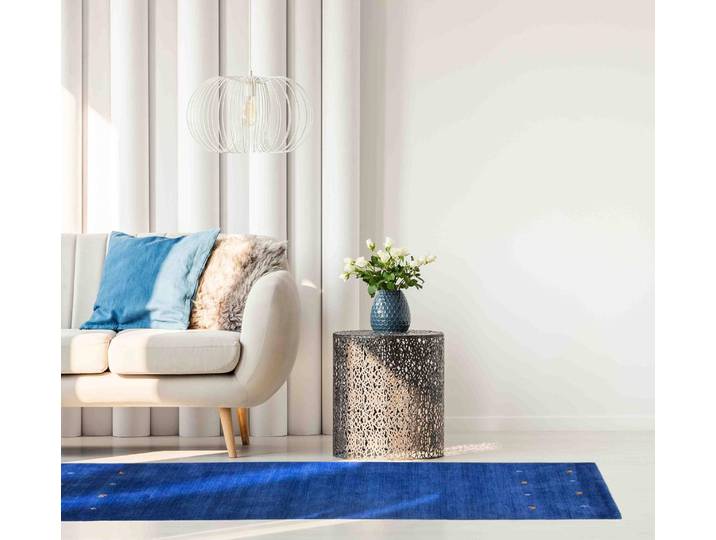 Tapis de couloir Gabbeh Uni 60 x 180cm Bleu/Bleu