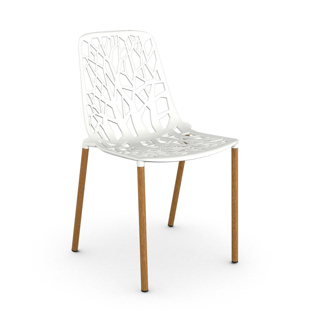 Fast Forest Outdoor Stuhl mit Holzbeinen (weiß (1, White)) weiß (1, White) 6501L-1