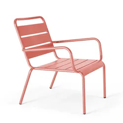Oviala Business Terrassensessel niedrig Relax Stahl Lehm
