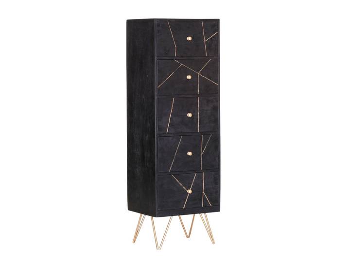 INTERhome Kommode SCAN 50 x 153 cm schwarz/ goldfarbig