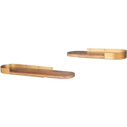 riess-ambiente Wandregal PURE NATURE - modern 2er Set 60cm gold Mangoholz massiv Metall handmade