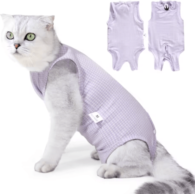 Inspire Picks Professional Cat Recovery Suit For Post Surgery Healing & Wound Protection purple s
