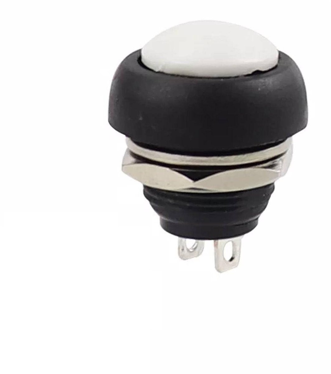 Witte ronde drukknop drukschakelaar voor hobby en knutselen - Non-momentane bediening - 12 mm