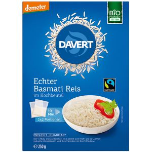Davert Reis Echter Basmati demeter, BIO, Langkorn, 2 Kochbeutel, 250 g