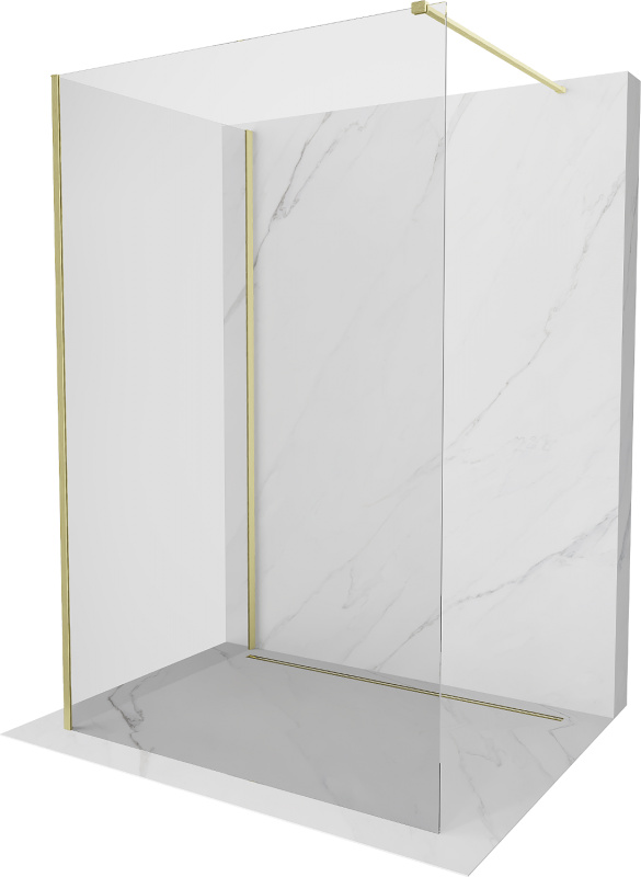 Mexen Kioto Walk-in Duschwand 110x80cm, Transparent, Gold gebürstet