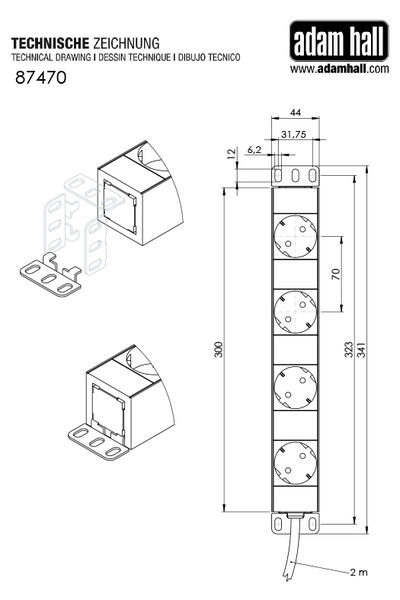 Adam Hall 87470 Power Strip 4 Sockets