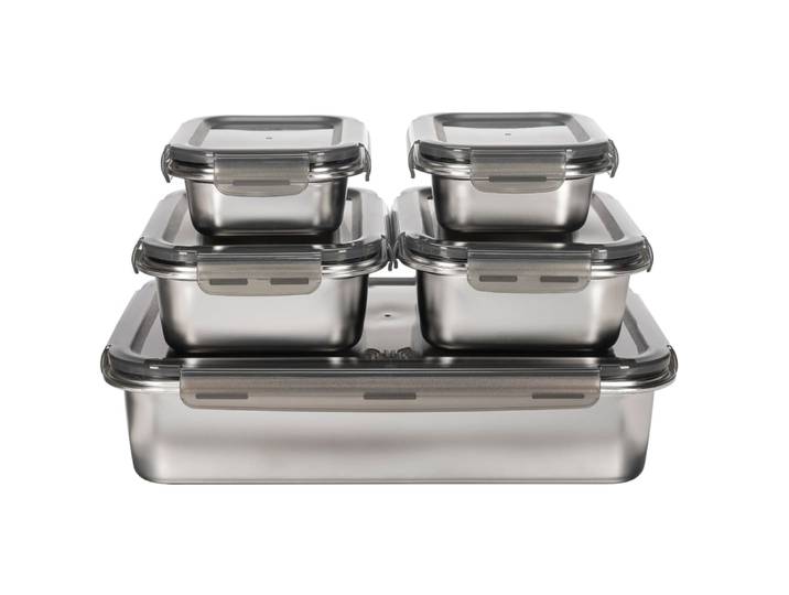 5 boîtes rectangulaires inox