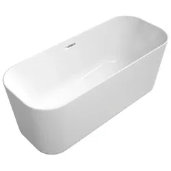 Villeroy & Boch Finion freistehende Badewanne 177FIN7A100V201 170x70cm, Design-Ring, weiß, chrom