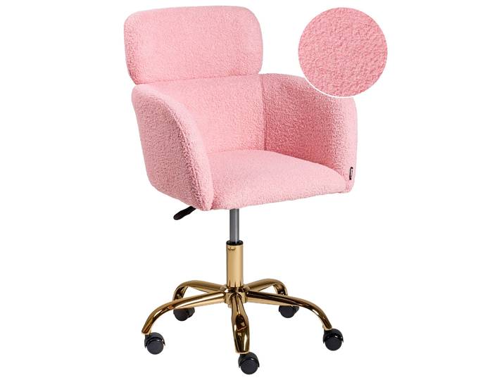 BELIANI Bürostuhl Rosa Bouclé Höhenverstellbar Drehbar Modernes Design Homeoffice Schreibtischstuhl