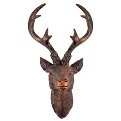 Lex Hirschgeweih Hirschkopf Wanddeko Dekoration Wandschmuck Figur Geweih Bronze 30x40cm : Bronze : 40 cm