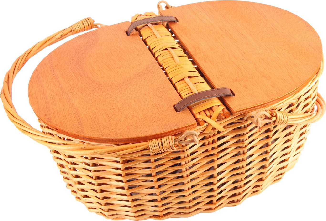 Cocosity Vlechtwerk picknickmand met deksel, handgemaakte rustieke fruitmand voor buiten