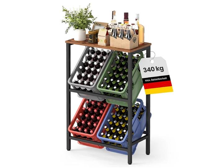 SONGMICS Regal für Getränkekisten RUSTIK 70.4x40x117.3cm edelstahl melamin