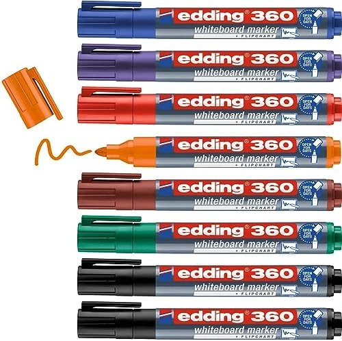 edding 360 Whiteboard-Marker farbsortiert 1,5 - 3,0 mm, 8 St.