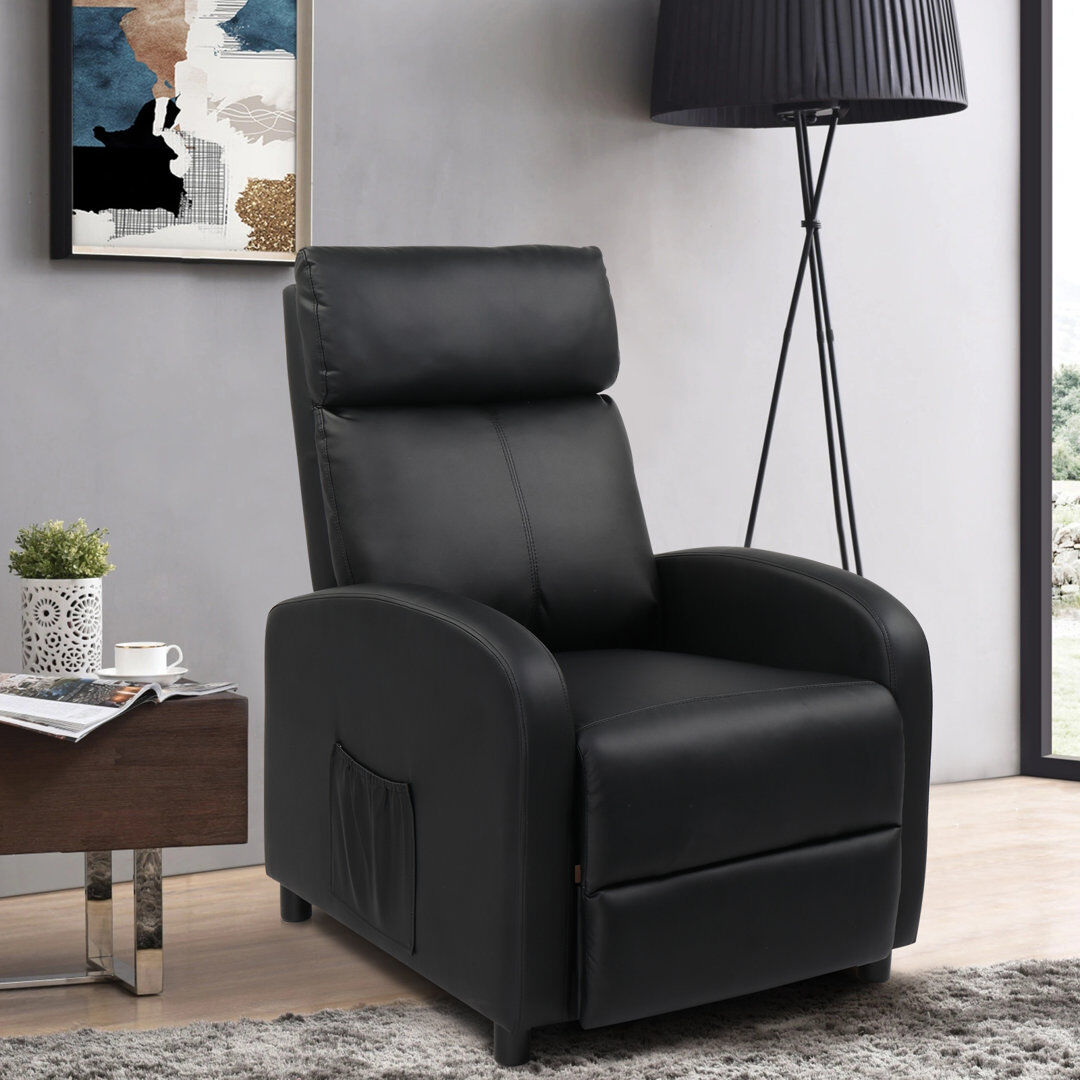 Ebern Designs Faux Leather Heated Massage Chair Black 102cm H X 63.5cm W X 90cm D