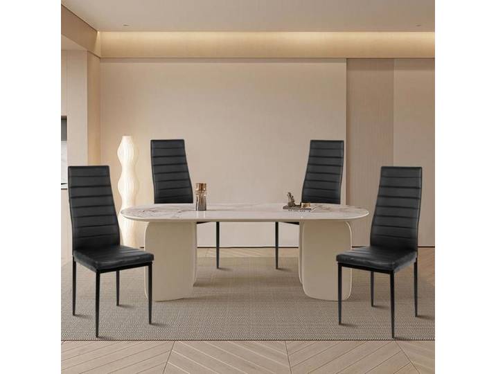 YQINGMAOY - Chaises de salle à manger avec pieds en acier inoxydable - Écologique - Lot de 4 - 42*48*98 cm - noir