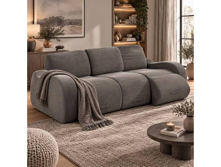 XINGNING Modulares Sofa mit Schlaffunktion, Cord, 3-Sitzer (Grey + Corduroy + 3 Seat)