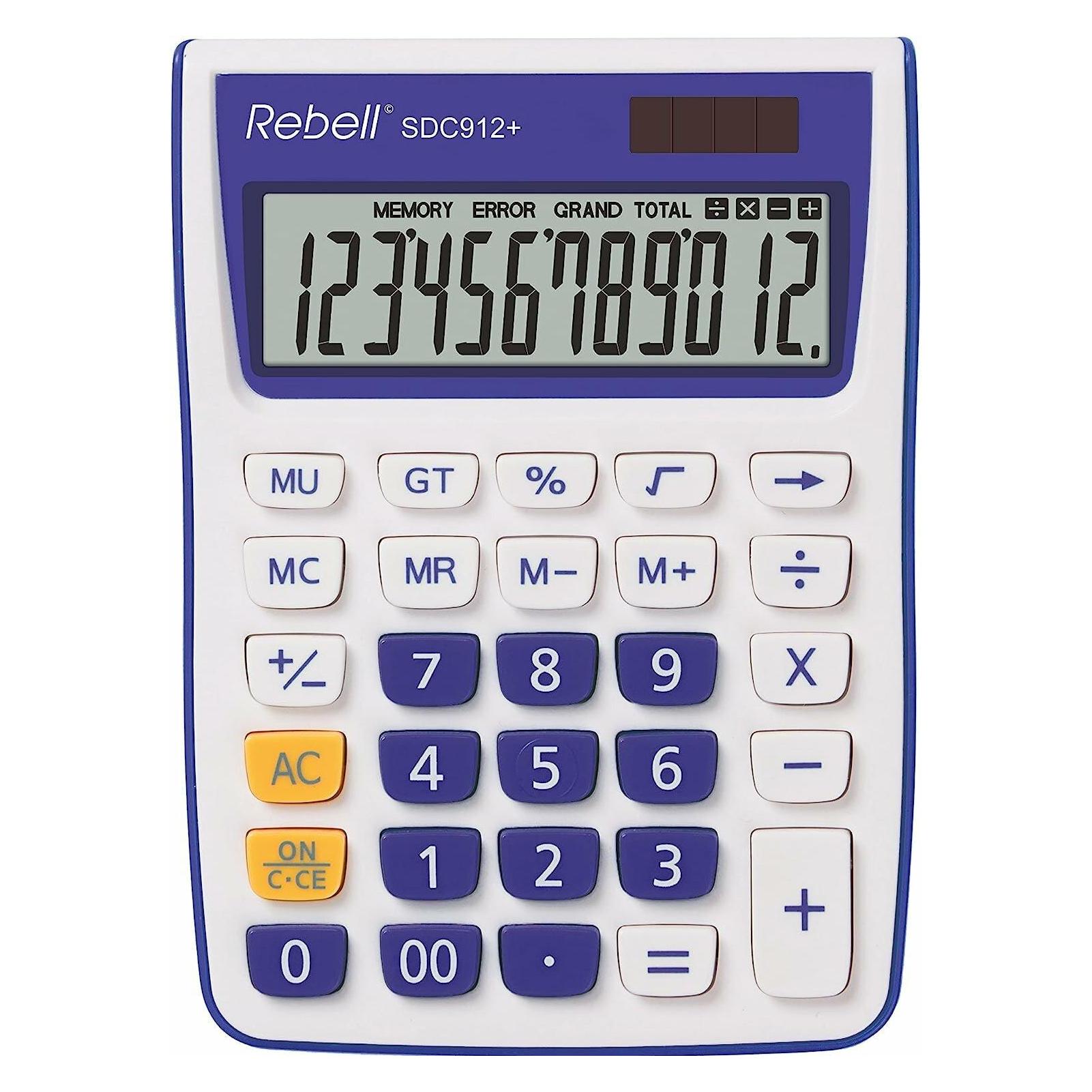 Rebell RE-SDC912VL Tischrechner SDC912, 12-stelliger Tischrechner für Büro und Zuhause, Dualbetrieb (Batteriebetrieb, Solarenergie) (RE-SDC912 VL)