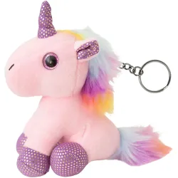 Plüsch-Einhorn-Schlüsselanhänger Metallring Rosa 12cm