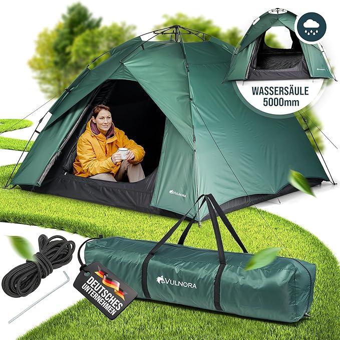 Pop Up Zelt 4 Personen Wasserdicht 5000mm Wassersäule Wurfzelt Auf- und Abbau in Sekunden - Strandzelt mit UV-Schutz - Blickdicht - Campingzelt