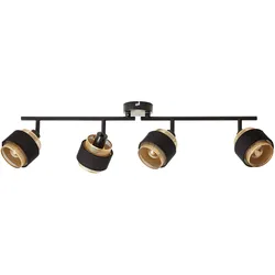 Brilliant, Deckenstrahler, Grove Spotrohr 4flg schwarz gold Mass: 17.2x87.1 (E14)