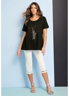 Plus Size Women's American Graphic Swing Tee by Roaman's in Black Statue Of Liberty (Size 26/28)
