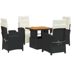 vidaXL, Gartentisch + Balkontisch, Bebelberg (4x Stuhl (mit Fussstütze) + Tisch) (80 x 80 x 71 cm)