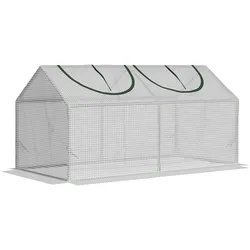 STILVORA Foliengewächshaus Mini Treibhaus 120x60x60 cm mit aufrollbaren Fenstern Weiß UV beständig wasserdicht Abdeckung Stahlgestell für Beet und Balkon