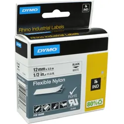 Dymo Label Band IND 18488 (S0718100) schwarz auf weiß 12mm x 3,5m Nylon flexibel