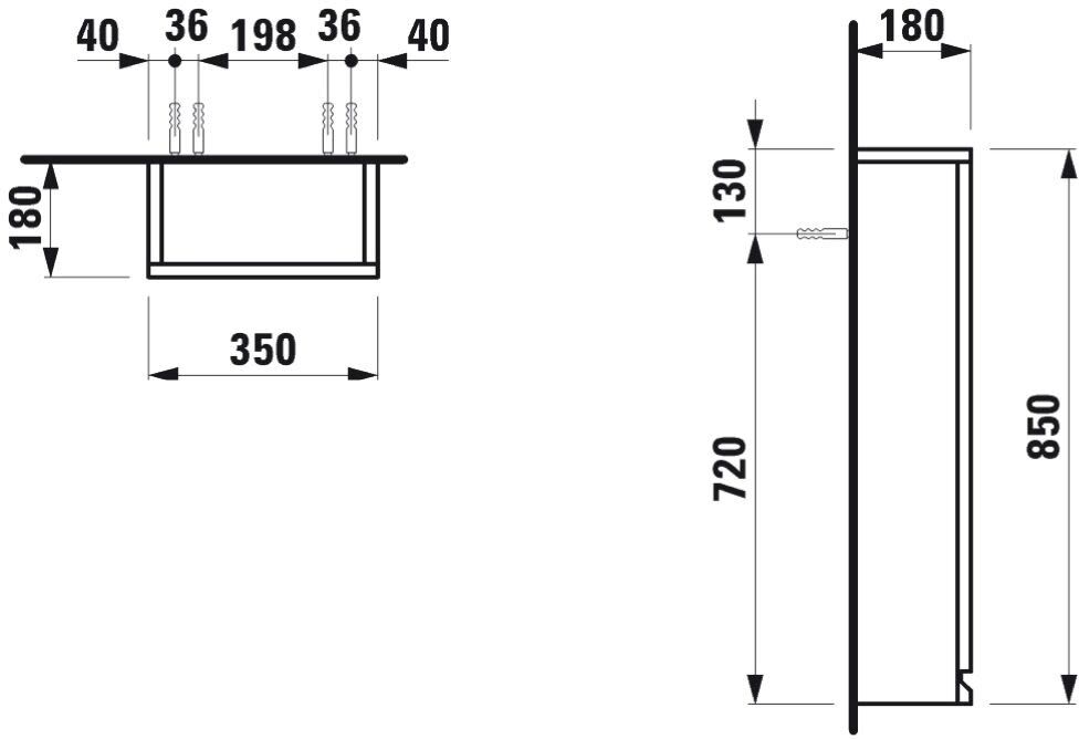 LAUFEN PRO S Kleiner Hängeschrank mit Anschlag rechts