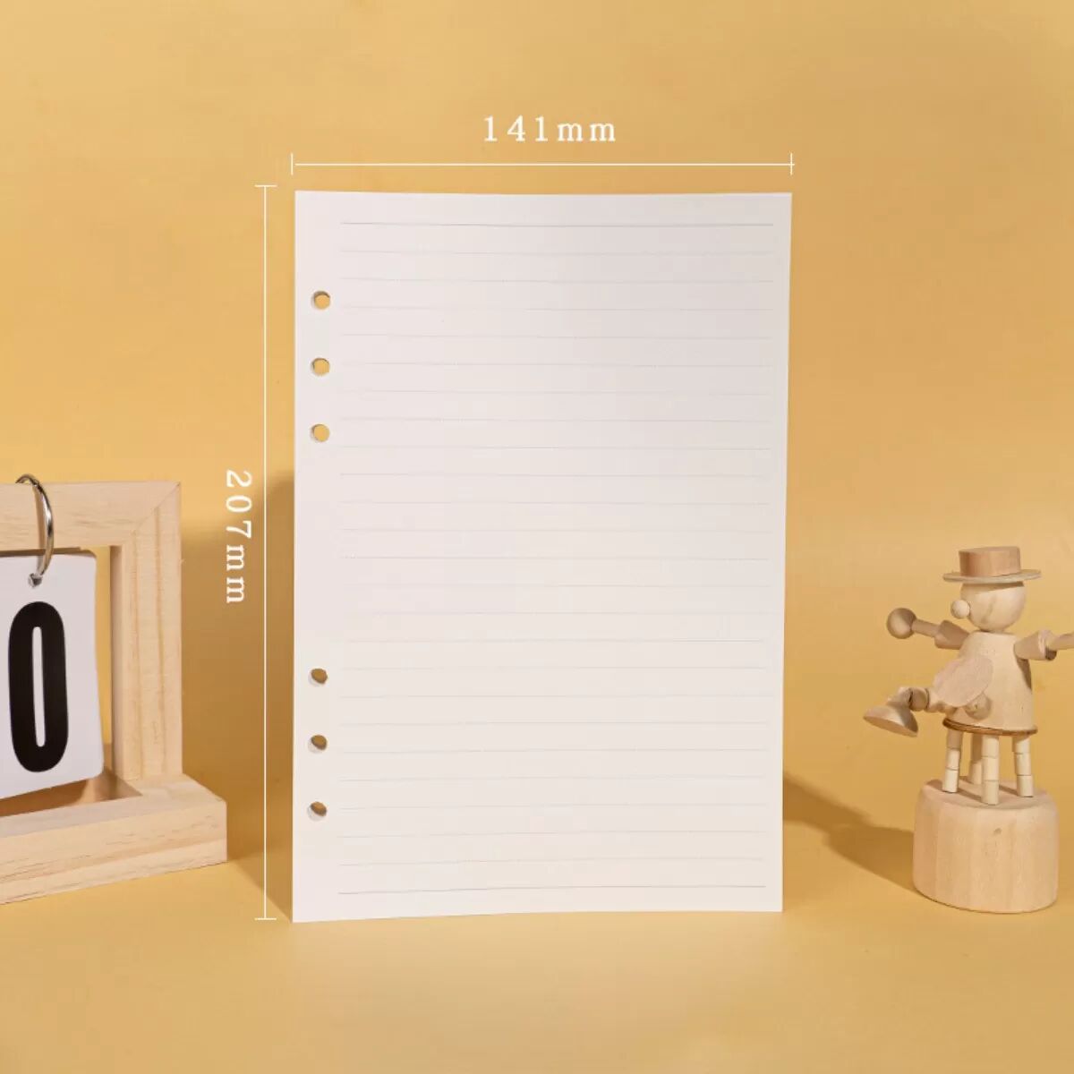 INF 5er-Packung A5-liniertes, loses Papier, 6-fach gelocht, 80 Blatt, 100 g/m² – Weißes Nachfüllpapier für Ringordner