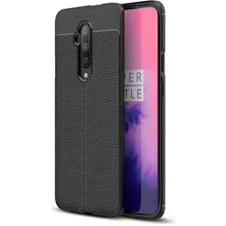 Screenguard OnePlus 7T Pro Hülle Leather Design TPU Cover (OnePlus 7T Pro), Smartphone Hülle, Schwarz