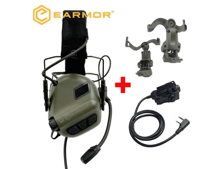 EARMOR – cache-oreilles de tir électronique tactique M32 SE, casque de chasse à réduction de bruit avec support ARC, M51 PTT pour la Communication