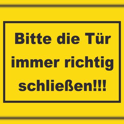 HB-Druck Schild Bitte die Tür immer richtig gelb-schwarz A0 Rückseite selbstklebend