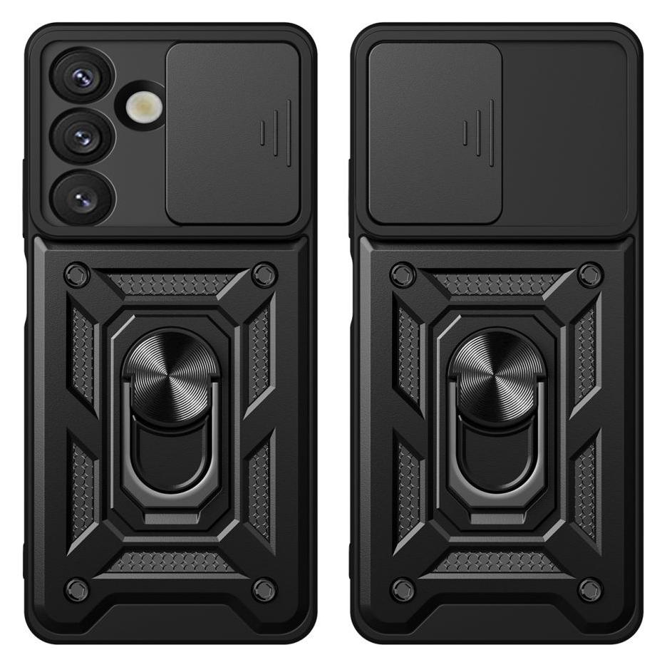 Hurtel Hybrid Armor Camshield Case mit Ständer und Kameraabdeckung für Realme P3 5G - Schwarz (Realme Q3 5G) (59067021)