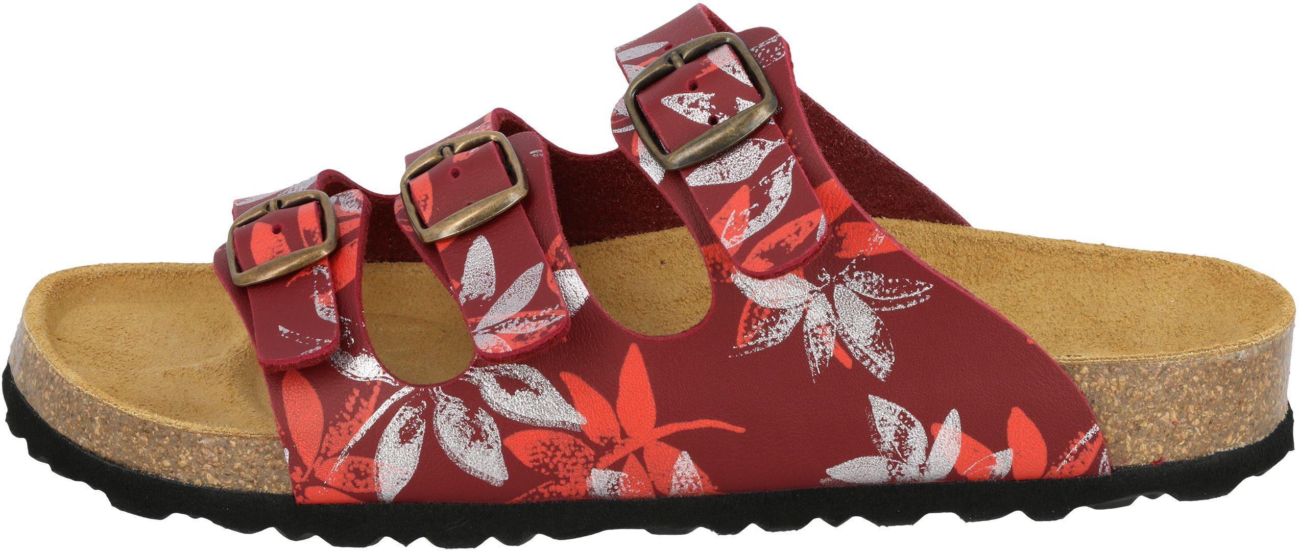 Pantolette LICO "Pantolette Bioline Leave", Damen, Gr. 39, rot, Synthetik, Schuhe Pantolette rot 39