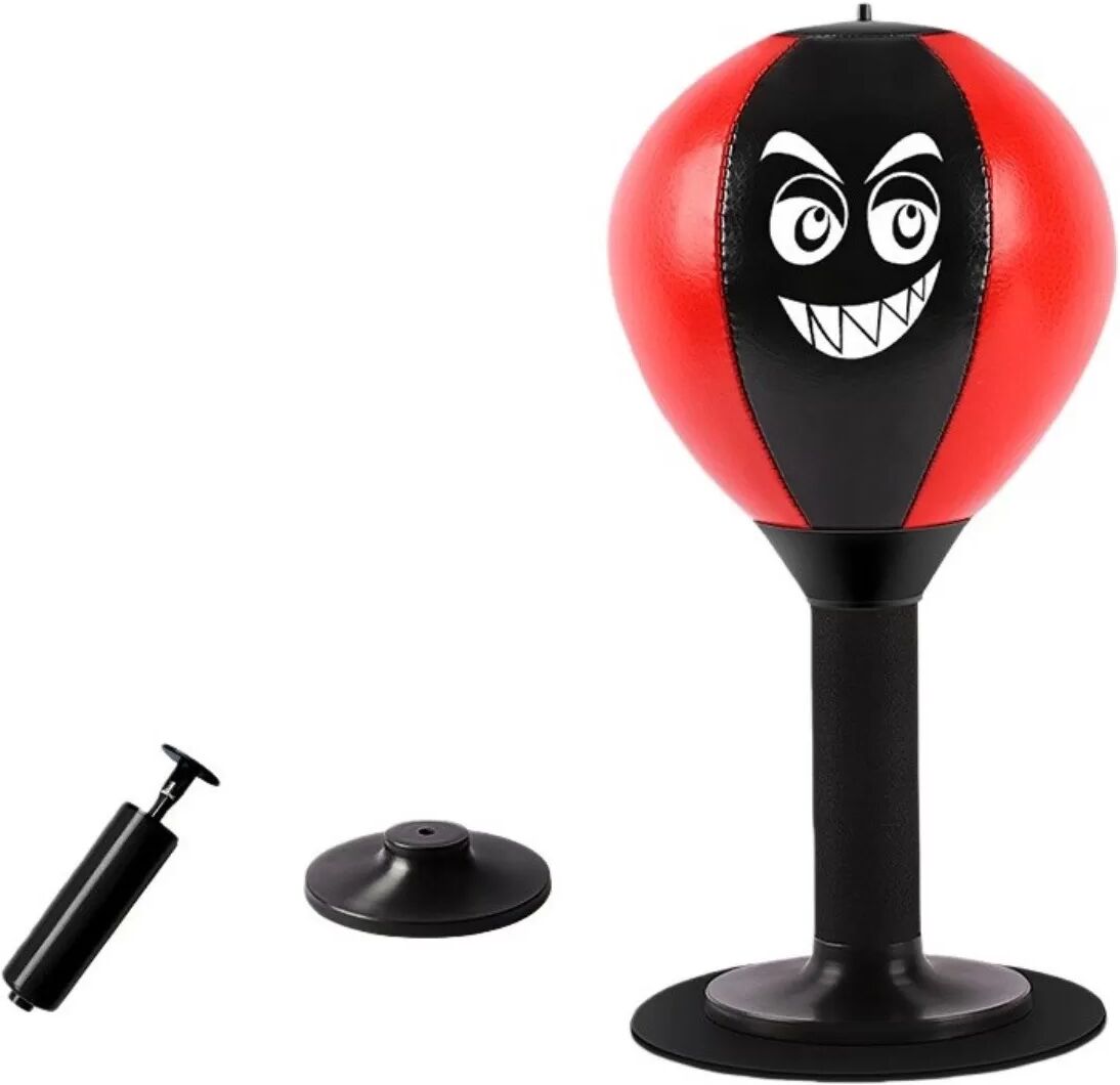 INF Desktop Stressabbau Box-Speedball mit Saugnapf & Pumpe Rot
