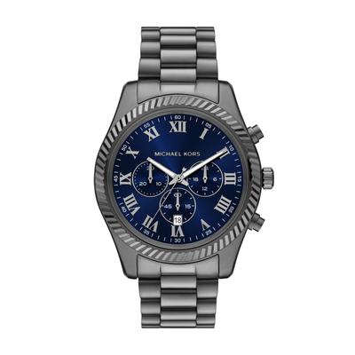 Chronograph MICHAEL KORS "Lexington", silber (anthrazit, blau), Armbanduhren, Herren, anthrazit, Chronograph, Quarzuhr, Armbanduhr, Edelstahlarmband, analog, Tag