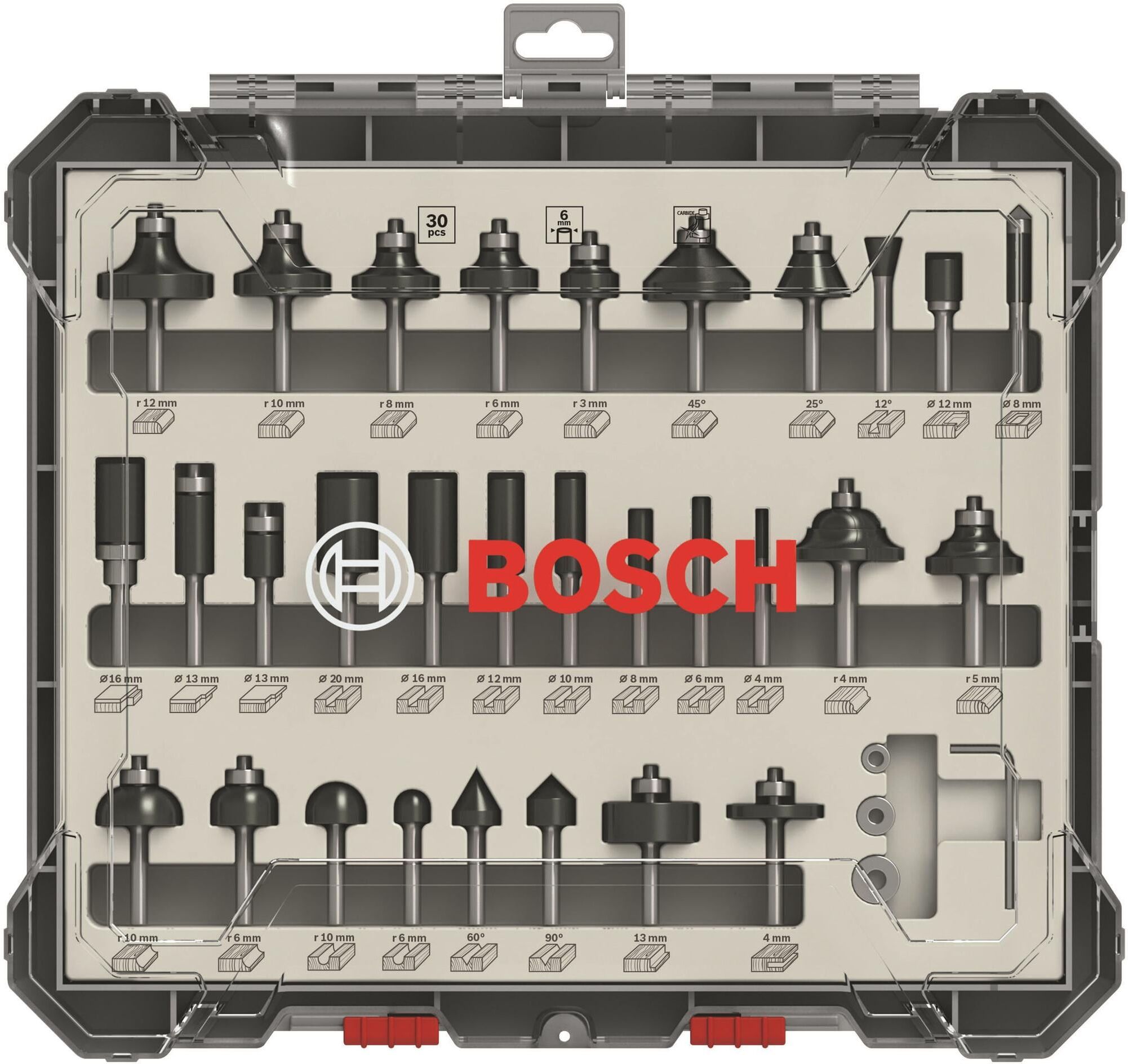 Fräser-Set BOSCH PROFESSIONAL "6 mm-Schaft", silber, Fräsköpfe, Fräser-Set silber Einheitsgröße