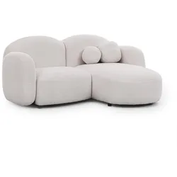 ECKSOFA Nuvola mit abgerundetem Design Weiß Bouclé-Stoff - Ottomane Rechts