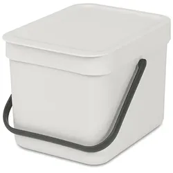 Brabantia Abfallsammler mit Stay-open Deckel | 6 Liter, HxBxT 18x20x24,5cm | Kunststoff | Hellgrau