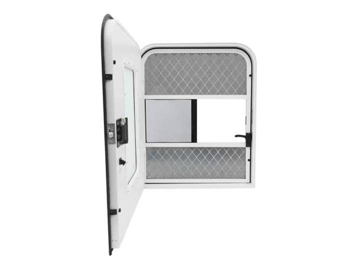 Eingangstür für Wohnmobile,762 * 915mm,mit 4 Schlüssel&Schloss für Anhänger Wohnmobil-Tür,Wandstärken 30-60mm, mit Fliegengittertür und Fenster,für Wohnmobile, Trailer, Baufahrzeuge usw.