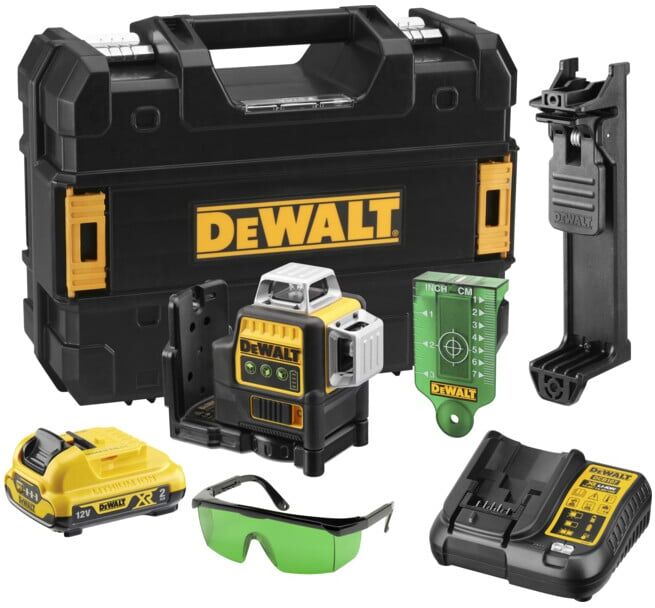 Laser multiligne 3x360° vert DEWALT, 10,8V/2AH DCE089D1G-QW (DCE089D1G-QW)