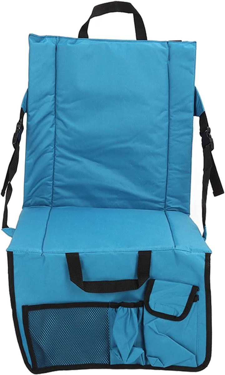 Opvouwbare Stadionstoel met Verstelbare Hoek en Zakjes - Draagbaar Zitkussen van 600D Oxford Doek voor Camping, Strand en BBQ
