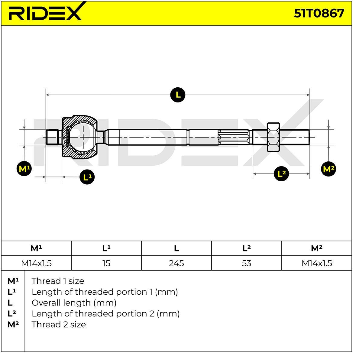 RIDEX 51T0867 Inner tie rod