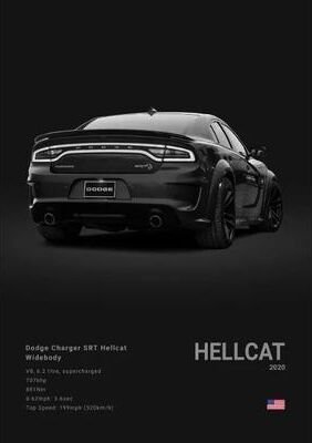 Inspire Select Dodge Challenger SRT Hellcat Redeye Canvas Poster Sports Car Wall Art For Office & Living Room Decor 14 11.81 16.54 In Unframed