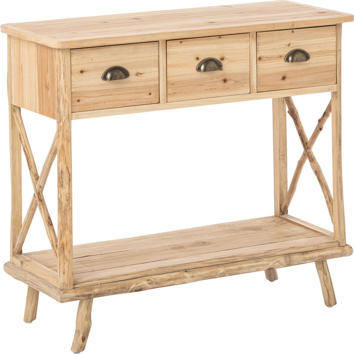 J-Line Consoletafel Chamonix in naturel dennenhout voor de hal of woonkamer