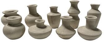 BIDK Home "Paper Mache Mini Vase Set of 9 - Dia 12.6"" - White"