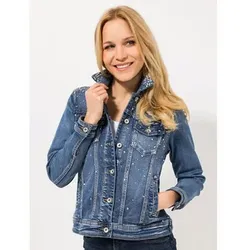 DINE 'N' DANCE Jeansjacke Salsa Knopfleiste Strass-Dekoration figurbetont