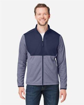 CORE365 CE74 Men's Venture Heathered Stripe Hybrid Jacket in Classic Navy Blue/White size 3XL   Polyester