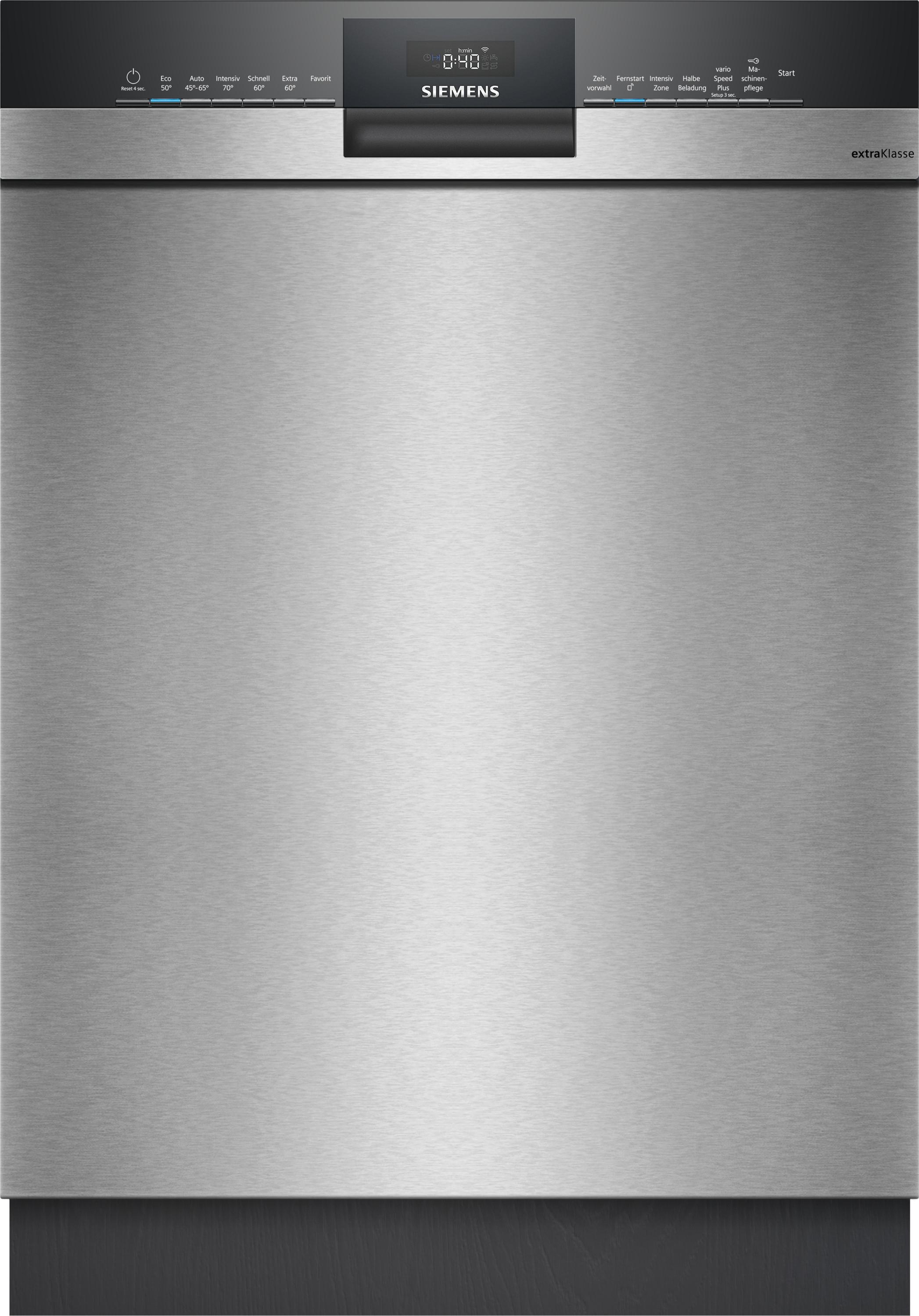 Siemens iQ300 SN43ES02UD, Unterbau, Standardgröße (60 cm), Gebürsteter Stahl, Edelstahl, Schwarz, Weiß, Tasten, Kabellos